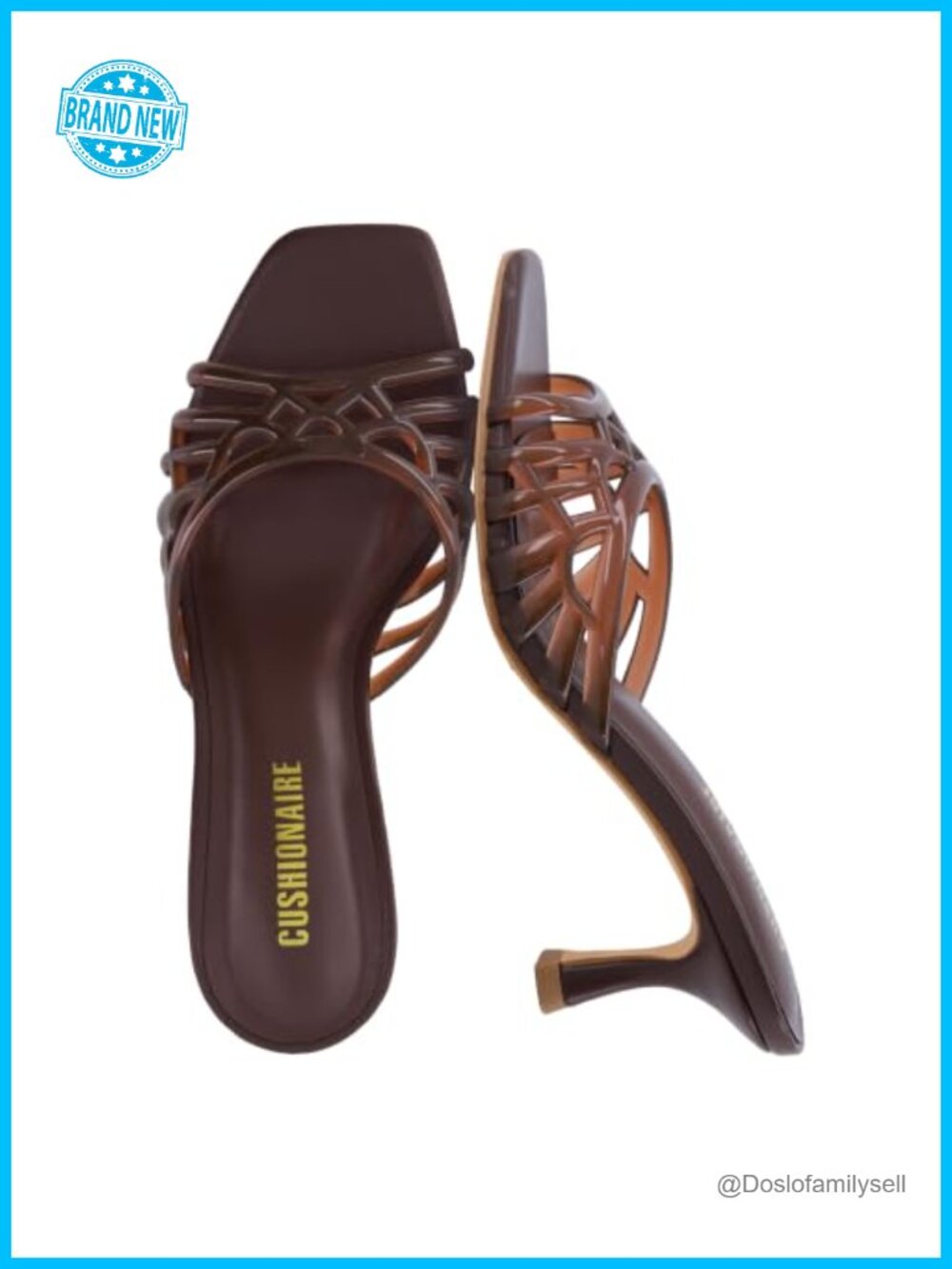 CUSHIONAIRE Naty Jelly Kitten Heel Mule Square Toe Heeled Sandals for Women